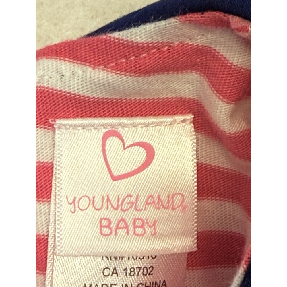 Youngland | Girls Sz 24 mos. Navy White Pink Ruffle  Dress Nautical Style Perown - Picture 9 of 9